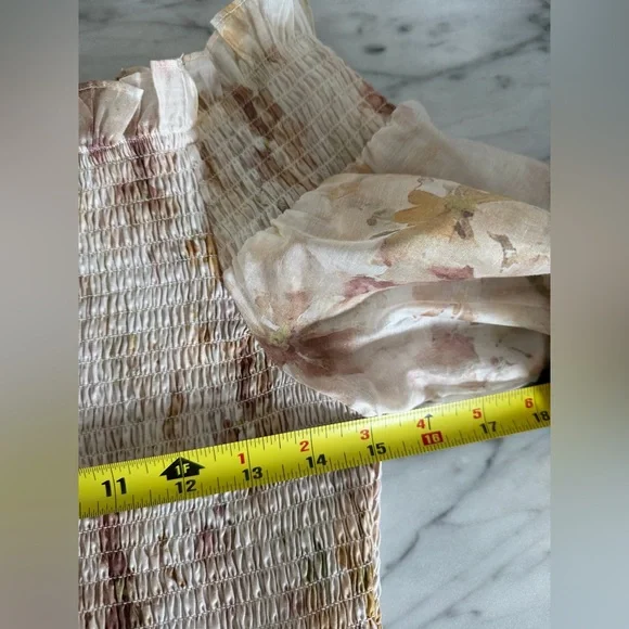 MELLODAY Cream Smocked Off the Shoulder Organza Midi Dress - Picture 11 of 16